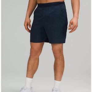 Lululemon Navy Blue And Black 7" Pace Breaker Linerless Shorts